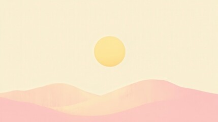 Serene Pastel Sunset Over Rolling Hills Minimalist Landscape