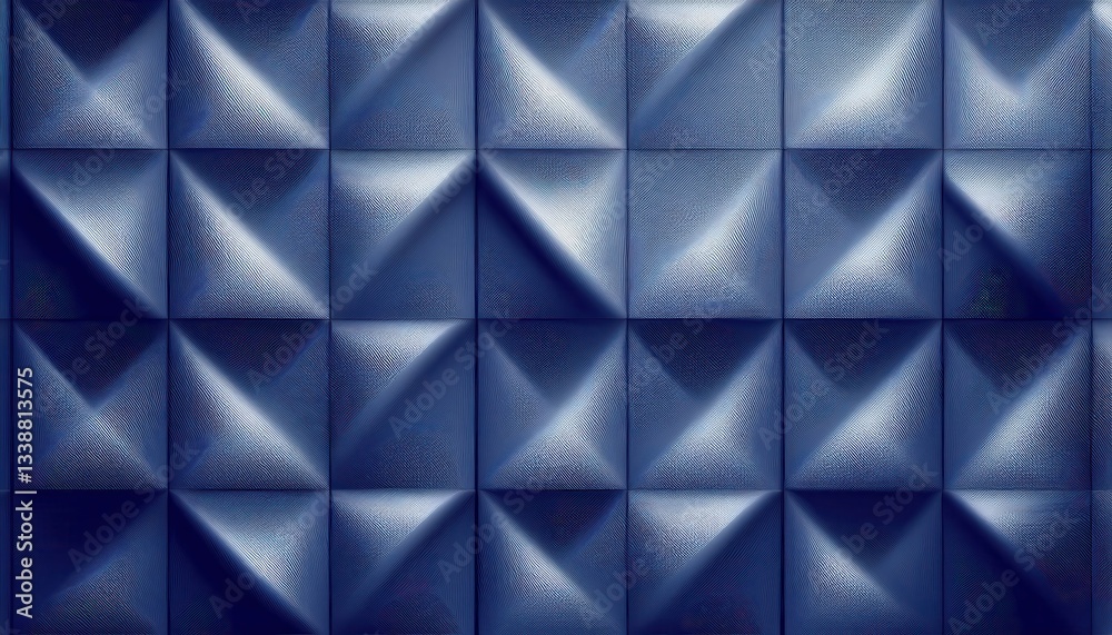 Aufkleber modern blue geometric metal panel texture with three dimensional pyramid pattern and subtle lighting