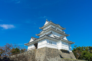 Odawara Castle in Japan under the blue sky