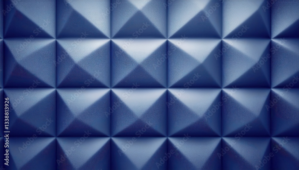 Poster modern blue geometric metal panel texture with three dimensional pyramid pattern and subtle lighting