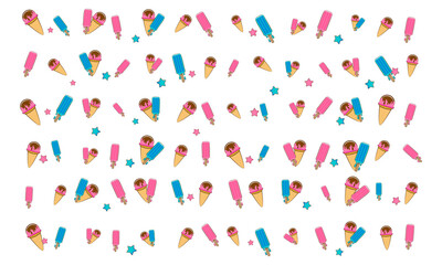 Colorful Ice Cream and Popsicle Seamless Pattern with Summer Vibes on a Transparent Background