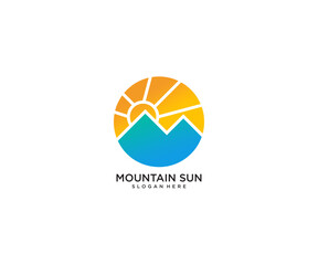 Colorful Mountain Sun Logo Design