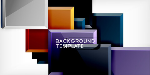 Fototapeta premium Glass toy style square shapes abstract design. Vector Illustration For Wallpaper, Banner, Background, Card, Book Illustration, landing page