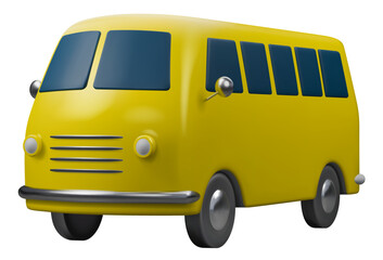 Vintage yellow van isolated vector illustration on white
