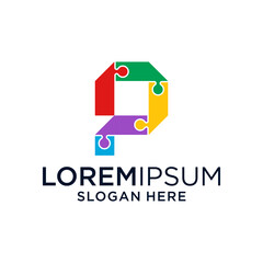 Colorful Puzzle Letter P Logo Design