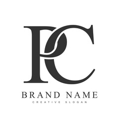 PC trendy logotype template. Initial letter p and c classic font style. Creative logo for company name or identity.