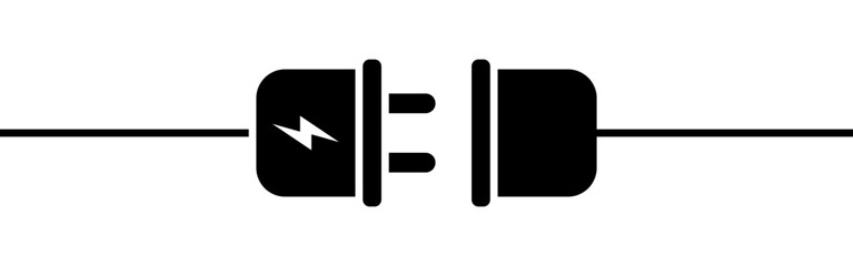 Vector isolated Power Plug icon in black fill