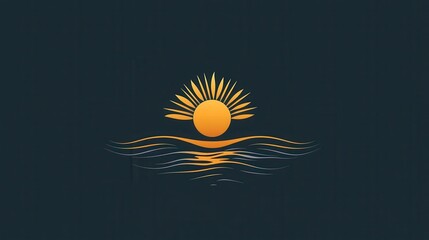 Obraz premium Serene Sunset Over Calm Ocean Minimalist Graphic Design