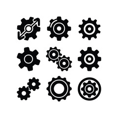 Gear solic icon Cog Gear icon vector flat sign isolated on white Gear setting icon set. Cog wheel icon. Gear wheel icon. Gear setting icon collection gear icon