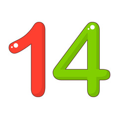 Number 14 Colorful Symbol