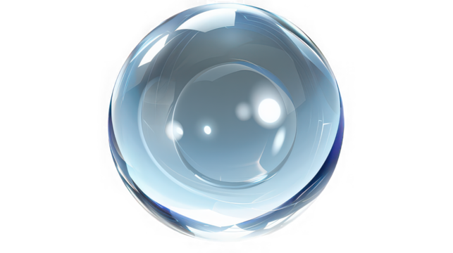 Smooth Transparent Bouncing Ball with Glossy Finish on Transparent Background