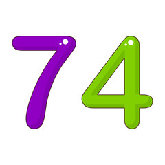 Number 74 Colorful Symbol