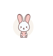 Cute Cartoon White Rabbit Illustration