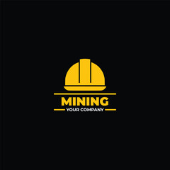 Fototapeta premium Mining Helmet Yellow Logo Abstract Icon Design Vector Template