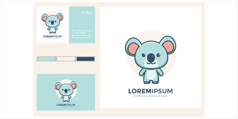 Cute Pixel Art Koala Character Logo Design