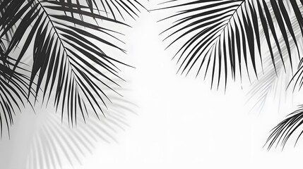 Obraz premium 6. Silhouette of palm leaves with a shadow overlay, isolated on a transparent background for a fresh, tropical look