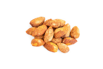 Roasted almond nuts isolated on white background, Almond Kernels