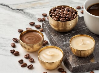 Fototapeta premium generative image Sweets candy chocolate cocoa coffee chocolate paste dessert coffee beans background desktop wallpaper coffee shop cafe menu hot chocolate