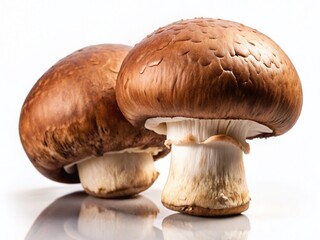 Fototapeta premium Royal Brown Champignon Mushrooms Silhouette, Isolated White Background