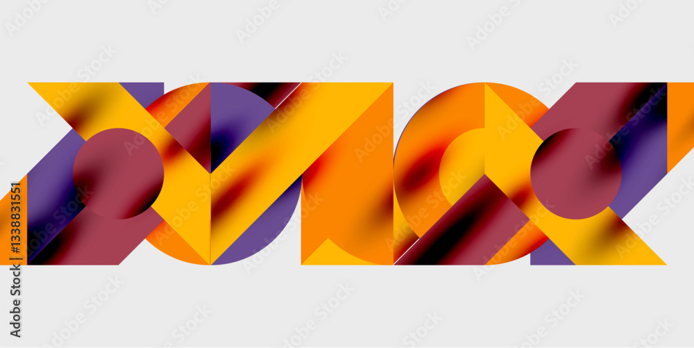 Aufkleber Modern abstract background featuring circles, lines, and triangles in a dynamic geometric composition. Perfect for stylish, tech, or creative-themed designs