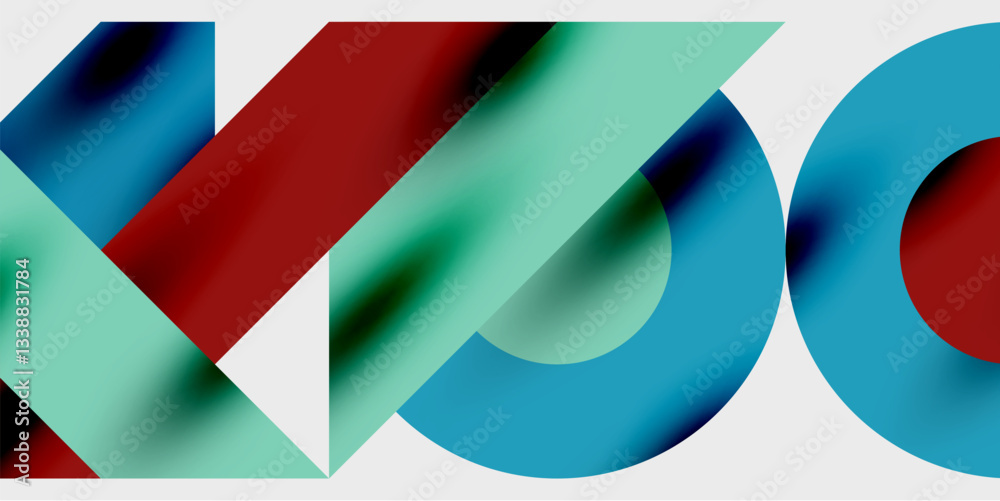 Aufkleber Modern abstract background featuring circles, lines, and triangles in a dynamic geometric composition. Perfect for stylish, tech, or creative-themed designs