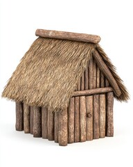 Traditional rustic wooden house model natural environment 3d render cozy view