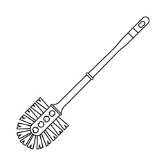 Toilet Brush Outline Icon Illustration on White Background