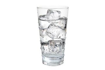 Refreshing glass of water with ice cubes on a clean surface
