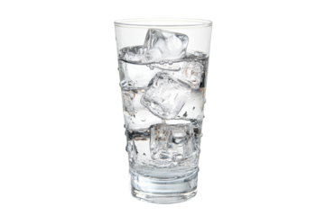 Refreshing glass of water with ice cubes on a clean surface