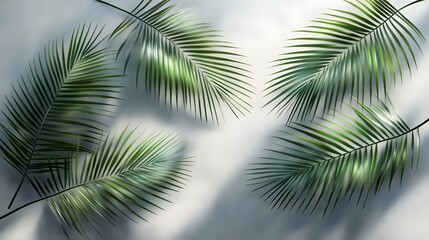 Fototapeta premium 21. Light tropical palm branch shadows on a transparent background for a fresh, nature-focused design element