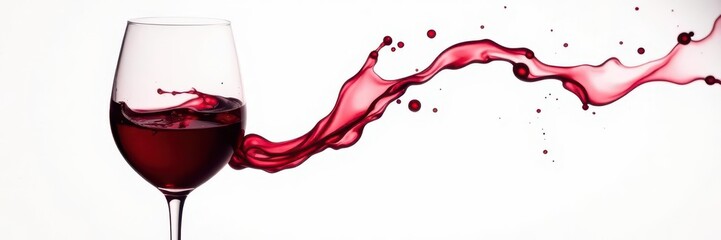 Crimson red wine poured, swirling in glass on white , alcohol, wine, liquid