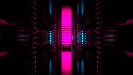 Cyan and Pink Alien Strobe Corridor with Vertical Portal Background VJ Loop l 4K - Powered by Adobe