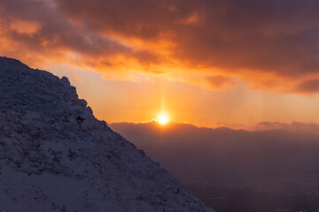 根石岳山荘の夕暮れ