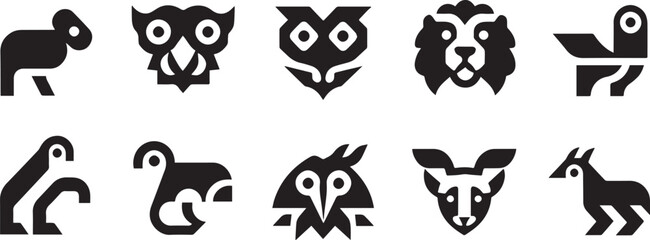 Animals logos collection. Animal logo set. Isolated on White background