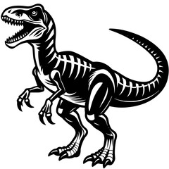 Fototapeta premium Vector art of a black and white dinosaur skeleton illustration vector design isolated on white background