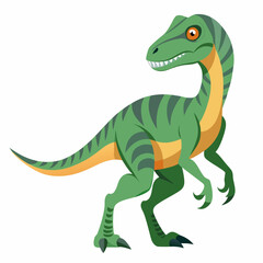 Obraz premium Vector art of a cute green cartoon dinosaur illustration vector design isolated on white background