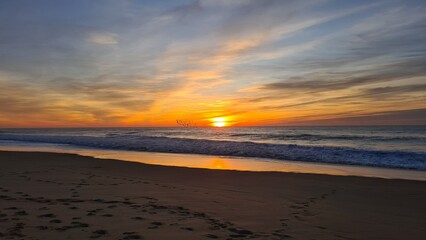 Coucher de soleil sur l'océan Atlantique (Presqu'île du Cap Ferret)