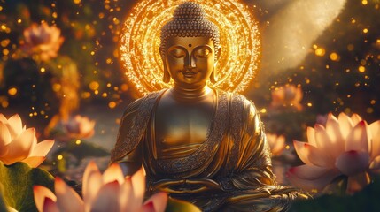 A Front-facing Radiant Golden Buddha Statue Showc E256c1dd-4 904