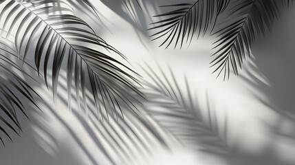 32. Soft, realistic shadows from palm tree leaves creating an elegant design element on a transparent surface