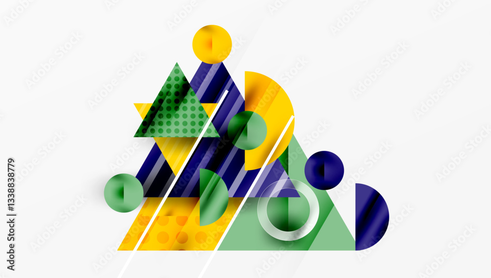 Aufkleber Sleek abstract background - layered triangles with vibrant gradient tones. Semi-transparent shapes add depth and contemporary aesthetic
