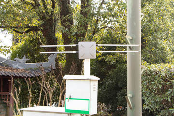 Modern Wi-Fi router large for 5G, Installed outdoors to provide internet access to the public or...