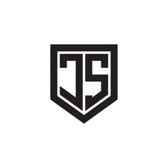 Obraz premium Initial monogram logo design JS isolated frame shield vector