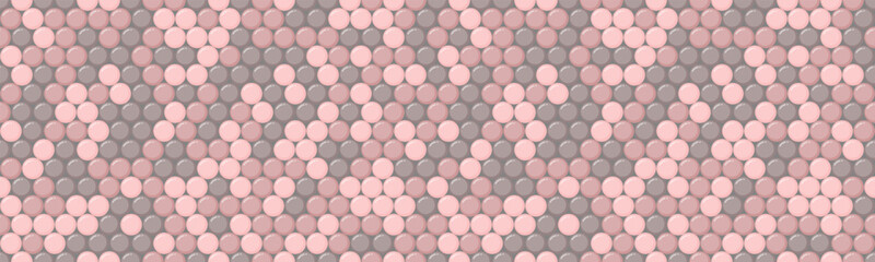 Elegant abstract geometric pattern featuring soft pink and grey circles in a repeating, textured design.  Ideal for backgrounds, textiles, or website design.