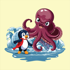 Obraz premium A superhero penguin 