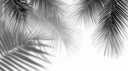 47. Realistic coconut palm branch shadow on a transparent background, creating an elegant tropical silhouette