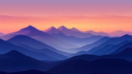 Fototapeta premium Serene Sunset Over Majestic Mountain Range A Panoramic Vista