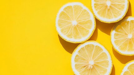 Vibrant yellow background with fresh lemon slices