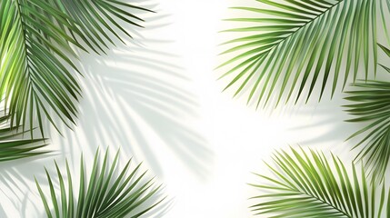 Fototapeta premium 55. Silhouettes of tropical palm leaves with soft shadows on a transparent background for natural summer projects