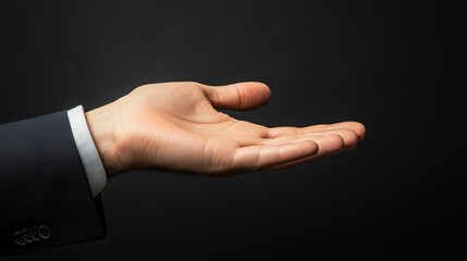 hand on black background