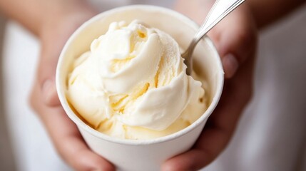 Creamy gelato served in a cup.
